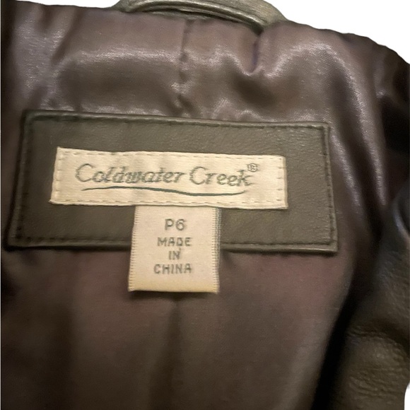 Black leather cropped Coldwater  Creek blazer - Picture 2 of 5